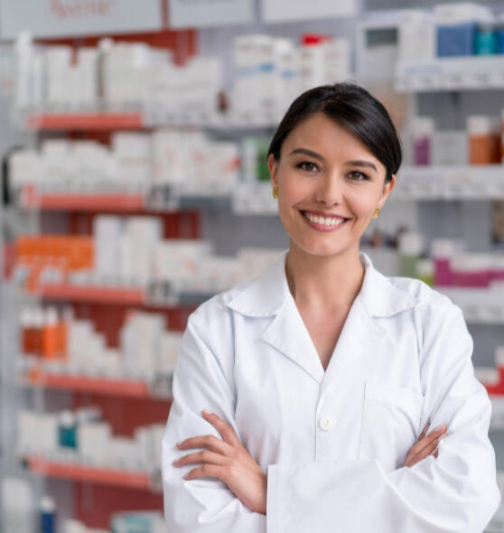 Pharmacist consulting patient